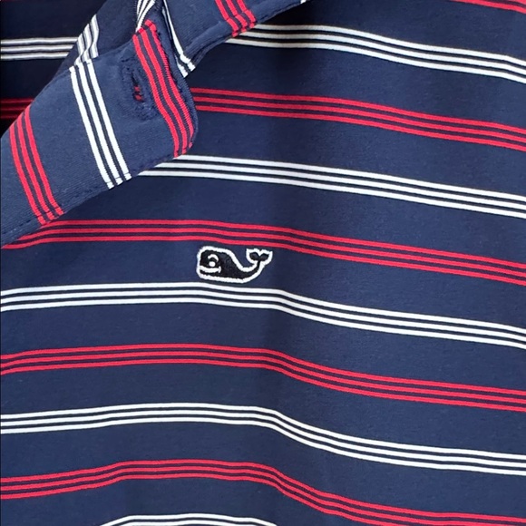 Vineyard Vines Performance Polo. Dark Navy blue with white and red stripes. XL - Picture 2 of 4